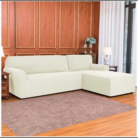 L shape Sofa slipcover Right Chase Ivory white - Picture 1 of 4